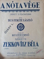 Zerkovitz Béla – A nóta vége Operett kotta, Budapest 1925