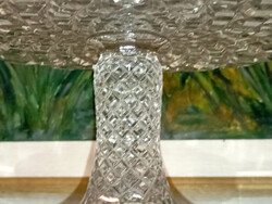 Mid-century ritkább mintás TALPAS ÜVEG TORTATÁL KÍNÁLÓ - Art&Decoration