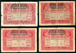 1917 2 Korona felülbélyegezve - 4db egyben