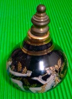 Antik jellegű HELLÉN GÖRÖG porcelán jelenetes kézzel festett ARANYOZOTT parfümös palack