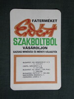 Kártyanaptár,Erdért faipari vállalat,szaküzletek,Budapest,Csepel,Csongrád,Nagykőrös,1975