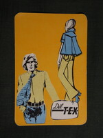 Kártyanaptár,Dél-tex felsőruházat vállalat,Szeged,Baja,Hódmezővásárhely,grafikai,1975