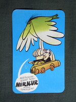 Kártyanaptár,Merkur autókereskedelmi vállalat,autósboltok,grafikai,humoros,1975