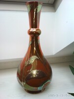 Nagyméretű Zsolnay "gyűrűs váza" brokát-arany dekorral