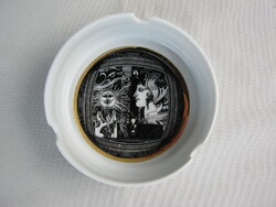 Hollóházi porcelán Szász Endre hamutartó hamutál