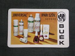 Kártyanaptár,Jana kozmetika,Universal ipari szövetkezet,Szeged,1975