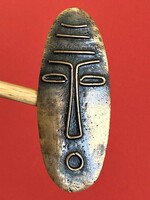 Percz János modernista ötvös ékszer bross - maszk