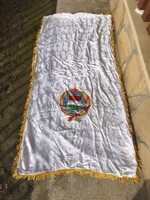 Nagyon szép fehér selyem kádár zászló , terítő , 1 m × 2 m