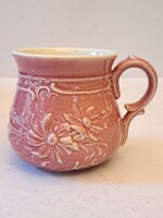 RITKASÁG! Antik Zsolnay rózsaszín fajansz bögre, jelzett, HIBÁTLAN ÁLLAPOTBAN