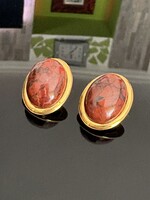 Csodás ezüst fülklipsz (aranyozott) achát kővel