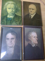 4 db zeneszerző arckép portré: Wagner, Grieg, Sibelius, Beethoven