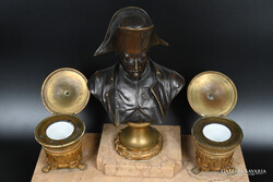 ÍRÓASZTAL DÍSZ, TINTATARTÓ, BRONZ NAPÓLEON SZOBORRAL