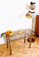 Retró üveglapos dohányzó asztal