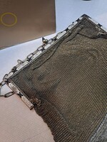 Art deco kék köves fém szütyő táska pénztárca érmetartó