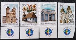 S4550-3sz /  2000  Vallástörténet - Templomok I. bélyegsor postatiszta ívszélen emblémával