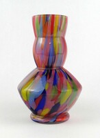 1Y576 Vintage Colorful Kralik Artistic Glass Vase 17 cm
