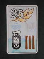 Kártyanaptár,25 éves Dunavidéki vendéglátó vállalat,Dunaújváros,vendéglő,étterem,presszó,1975