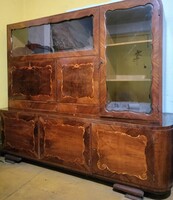 Elegáns Antik Art Deco Vitrines Tálaló és Szekrénysor – 1930-as évek