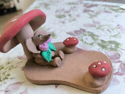 Kerámia gombás életkép, szobor, dísz eladó!