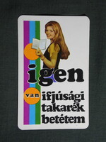 Kártyanaptár,OTP takarékpénztár,női modell,1975