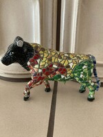 Mozaik mintás tehén figura – sérült (szarv hiányzik)