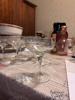 5 db metszett kristály pezsgős/koktélos kehely (coupe) – 13 cm magas, 9 cm átmérő