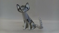 Hollóházi art deco cica gyönyörű festéssel eladó