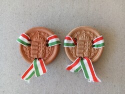 Kossuth címeres kerámia kokárda eladó! 2db-os. Retro!