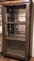 Intarziás tükrös üveges antik vitrin