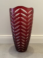 Rubinvörös kézzel készült magyar ólomkristály váza – 30 cm – hibátlan