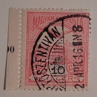 1908 Turul 10 fillér "TOSZENTIVÁN" lebélyegzéssel