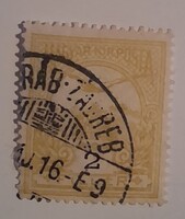 1900 Turul 2 fillér "ZAGREB" lebélyegzéssel