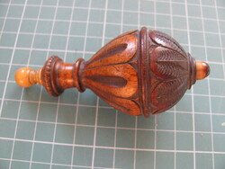 Antik körte nyomógom, díszesen faragott fa, csont. Cselédhívó, csengő gomb, működik.