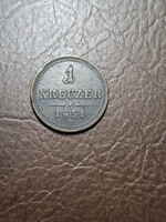 1851-es 1 Krajcár B vj