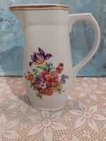 Zsolnay gyönyörű virágos, ritka, porcelán kancsó, arany széllel