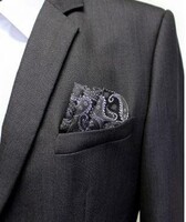ESKÜVŐ DZS03 - Kétoldalas elegáns szatén török mintás díszzsebkendő