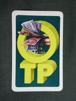 Kártyanaptár,OTP takarékpénztár,grafikai,papírpénz,1975