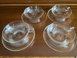 Wilhelm Wagenfeld Bauhaus jénai Saale-glas üveg teáskészlet teás csészék  alátéttel