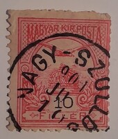 1908 Turul 10 fillér "NAGY-SZOLLO" lebélyegzéssel