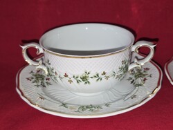 Hollóházi Erika mintás leveses csészék 2 db új állapotban