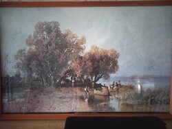 Mészöly Géza Balatoni halásztanya művészi nyomat  83x53,5 cm