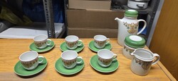 Hollóházi szecessziós 6 személyes kávéskészlet új dobozában