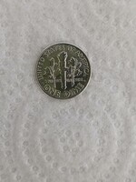 1 dime USA 1954 ezüst 900-as, UNC, Nagyon szép állapotban eladó
