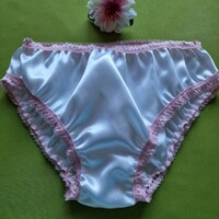 FEN008 - Hagyományos fazonú szatén bugyi L/48 -  fehér/rózsaszín