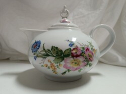 Henneberg Porzellan 1777 GDR, német porcelán virágos kiöntő - 16 x 23 cm