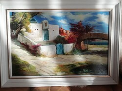 Adilov Alim olajfestmény - Tengerpart ház 40x60 cm
