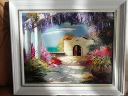 Adilov Alim olajfestmény - Napsütötte udvar 40x50cm