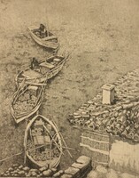 (K) Ábrahám Rafael (1929-2014) : Halászbárkák