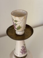 Vintage orgonás kerámia gyertyatartó – 19 cm