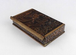 1Y611 Népi motívumos réz veretes fadoboz kártyadoboz 17 x 11 x 4 cm